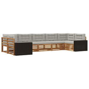 vidaXL Ensemble de canapés d'extérieur 7 pc Naturel et gris clair