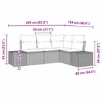 vidaXL Ensemble de canapé de jardin 4 Pièces Gris clair Poly rotin