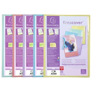 Protège-documents en polypropylène Kreacover Pastel 100 vues - A4 - Aléatoire EXACOMPTA