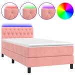 vidaXL Sommier à lattes de lit avec matelas et LED Rose 100x200 cm