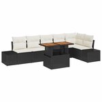 vidaXL Ensemble de canapé de jardin 7 Pièces Noir Poly rotin
