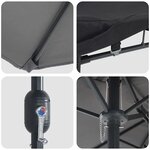 vidaXL Parasol de jardin Anthracite 385 x 209 x 244 cm tissu