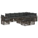 vidaXL Ensemble de canapé de jardin 11 Pièces Gris polyrotin