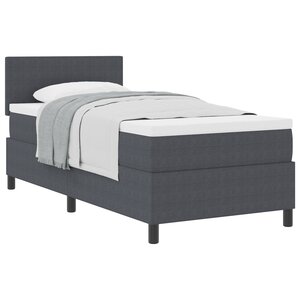 vidaXL Lit Box Spring avec Matelas Gris Foncé 100x200 cm Velours Côtelé
