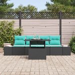 vidaXL Ensemble de canapé de jardin Réglable 5 Pièces Noir et turquoise