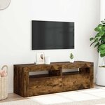 vidaXL Meuble TV avec lumières LED Chêne fumé 120x35x40 cm