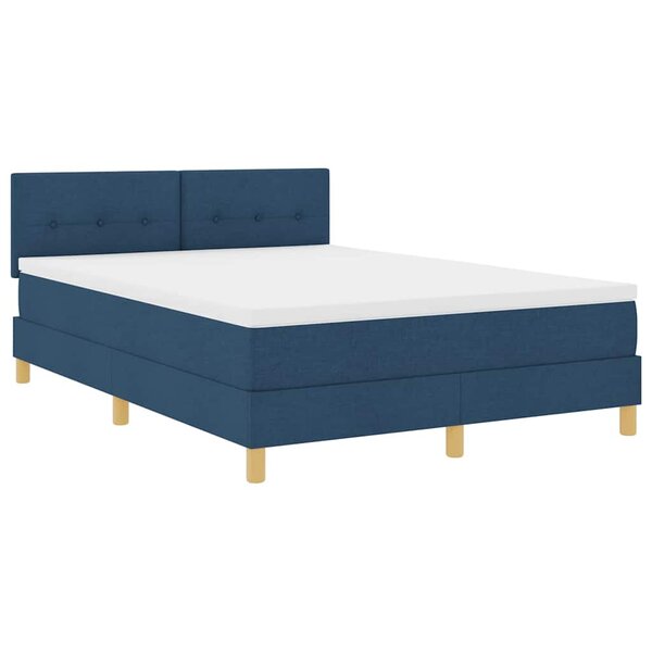 vidaXL Lit à ressort LED avec bandes LED Bleu 140 x 200 cm tissu