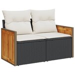 vidaXL Salon de jardin 8 Pièces avec coussins noir résine tressée