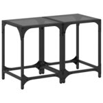 vidaXL Tables basses avec dessus en verre noir 2 Pièces 30x30x40 cm acier