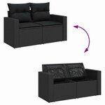 vidaXL Ensemble de canapé de jardin avec coussin 17 Pièces Noir polyrotin