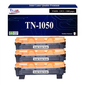T3AZUR - 3x Toners compatibles avec Brother TN1050 pour Brother DCP1510  DCP1512  DCP1610W  DCP1612W - 1 000 pages