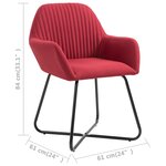 vidaXL Chaises à manger lot de 4 rouge bordeaux tissu