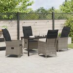 vidaXL Ensemble de jardin 5 pièces avec coussins en poly rattan gris