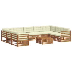 vidaXL Ensemble de canapés d'extérieur 10 pc Naturel et Crème