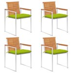 vidaXL Chaises de jardin 4 Pièces avec coussins Bois d'acacia massif