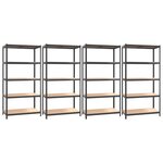 vidaXL Étagères à 5 niveaux 4Pièces Anthracite Acier et bois d'ingénierie