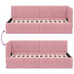 vidaXL Cadre de lit d'angle Rose 90 cm x 200 cm Velours