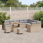vidaXL Ensemble de canapé de jardin 12 Pièces Beige Poly Rattan