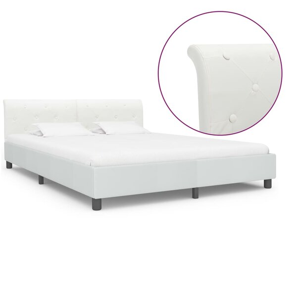vidaXL Cadre de lit Blanc Similicuir 160x200 cm