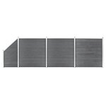 vidaXL Ensemble de clôture WPC 3 Carré + 1 Incliné 619 x 186 cm Gris