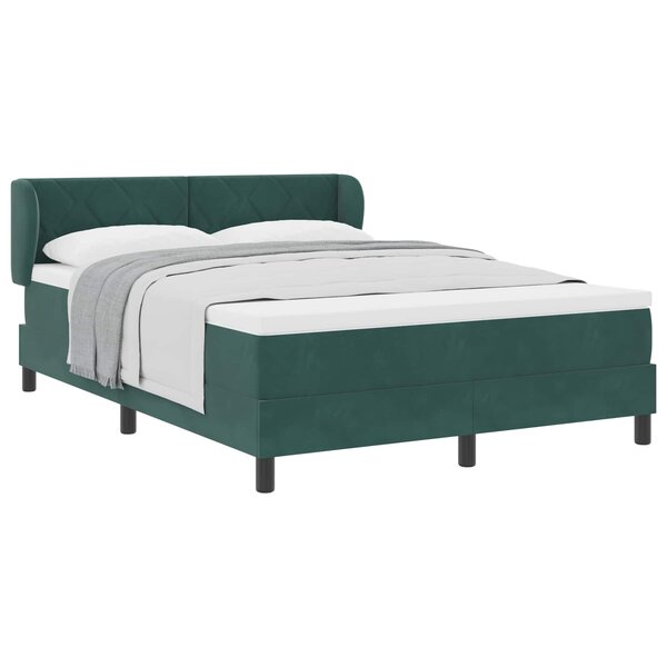 vidaXL Lit à ressorts avec tête de lit Vert foncé 140 x 190 cm Velours