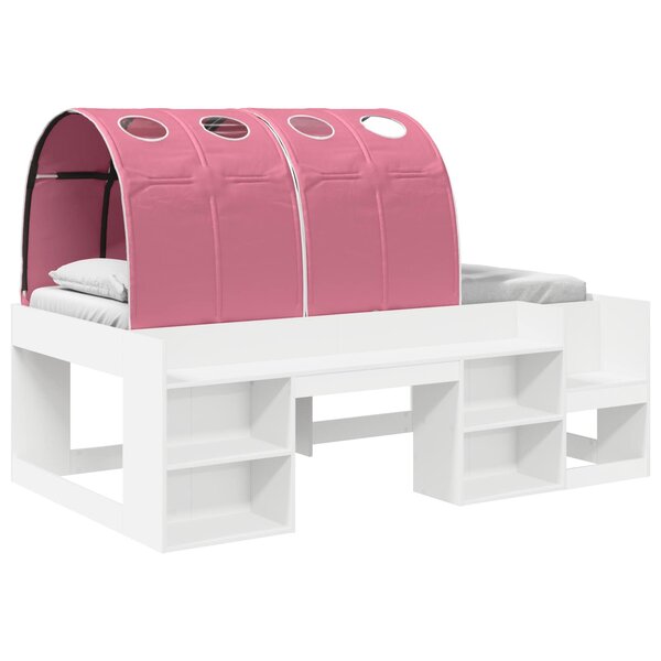vidaXL Lit avec Tunnel 4 Pièces Blanc et rose Bois d'ingénierie