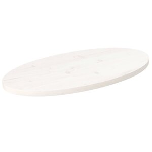 vidaXL Dessus de table blanc 70x35x2 5 cm bois de pin massif ovale