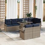 vidaXL Ensemble de canapé de jardin 9 Pièces Gris Poly Rattan