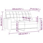 vidaXL Canapé 2 places avec oreillers décoratifs marron 120 cm tissu