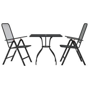 vidaXL Ensemble à manger de jardin 3 Pièces anthracite métal maille