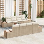 vidaXL Ensemble de canapés de jardin 9 pièces avec coussins beige rattan acacia