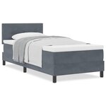 Lit Box Spring avec Matelas gris foncé 100x200 cm en Velours
