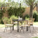 vidaXL Ensemble de salle à manger de jardin 5 pièces avec coussins en poly rotin marron