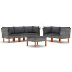 Salon de jardin meuble d'extérieur ensemble de mobilier 6 pièces avec coussins résine tressée gris 02_0016860