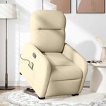 vidaXL Fauteuil inclinable de massage électrique Crème Tissu