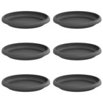 vidaXL Plateau à fleurs rond 6 pc Noir Ø 14 x 2 cm Plastique