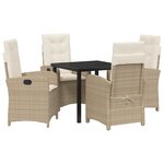 vidaXL Ensemble de salle à manger de jardin 5 pièces avec coussins en poly rattan beige