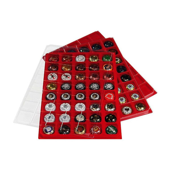 Lot de 2 plateaux en velours pour 80 muselets de champagne.