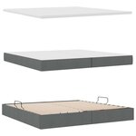 vidaXL Lit de rangement LED avec matelas Gris foncé 200 x 200 cm Tissu