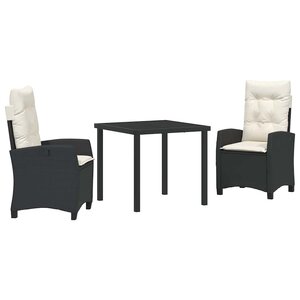 vidaXL Ensemble de salle à manger pour jardin 3 Pièces Noir polyrotin