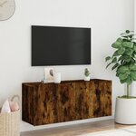 vidaXL Meuble TV mural chêne fumé 100x30x41 cm