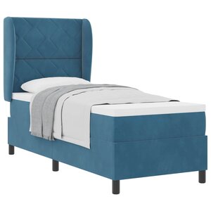 vidaXL Lit à ressorts avec matelas Bleu foncé 200 x 80 cm Velours