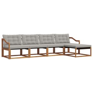 vidaXL Ensemble de canapés d'extérieur 5 pc Gris Naturel et Clair