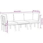 vidaXL Salon de jardin 3 Pièces avec coussins Bois d'acacia massif