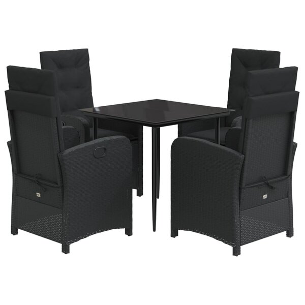 vidaXL Ensemble à manger de jardin coussins 5Pièces Noir Résine tressée