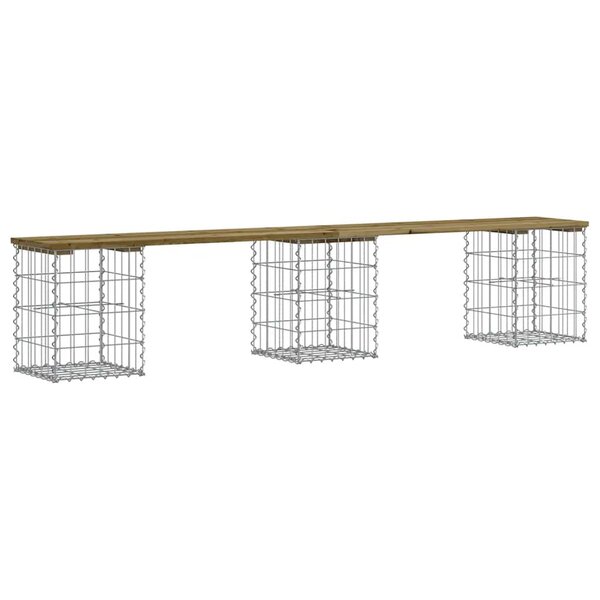 vidaXL Banc de jardin design gabion 203x31x42 cm bois de pin imprégné