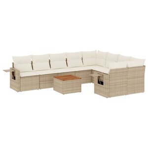 vidaXL Salon de jardin avec coussins 10 Pièces beige résine tressée