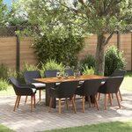 vidaXL Ensemble de salle à manger de jardin 9 pièces en rotin synthétique noir