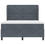 Lit à ressorts vidaXL avec matelas en gris foncé  160x200 cm  velours
