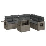vidaXL Salon de jardin avec coussins 7 Pièces gris résine tressée